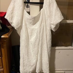 ARULA White Embroidered Midi Dress